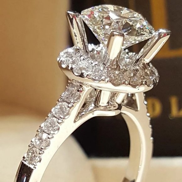 Ladies 1.40ctw Diamond Engagement Ring .925 Solid Sterling Silver - Picture 5 of 6